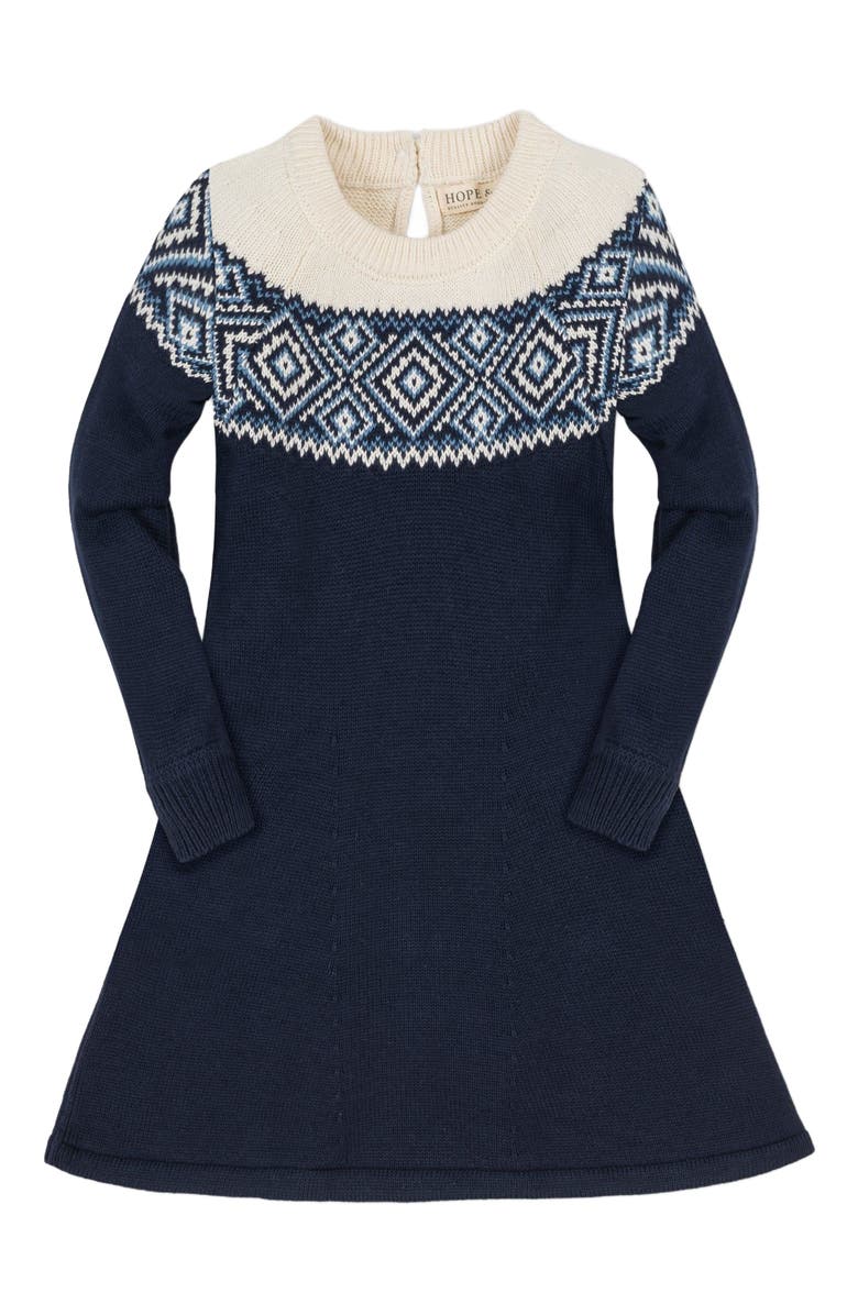 Hope 
Henry Baby Girls
 Organic Fair Isle Raglan Sweater Dress, Infant, Alternate, color, Ski Lodge Intarsia