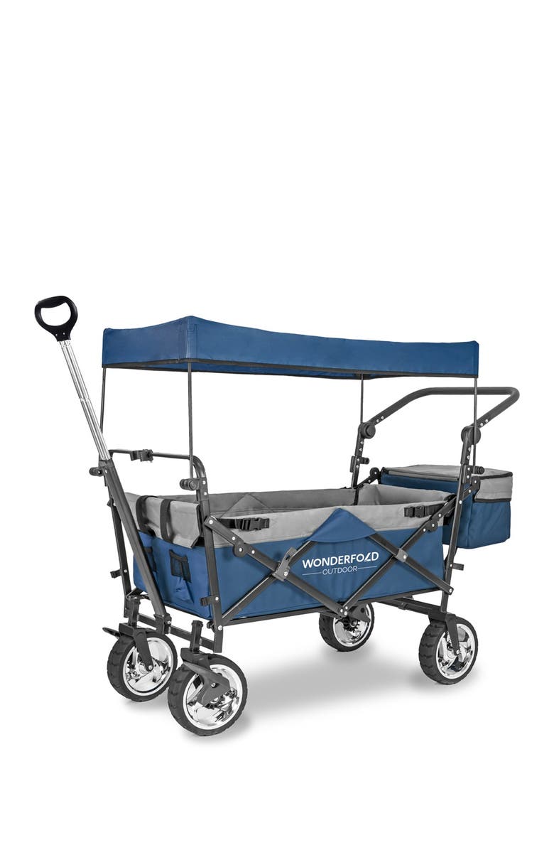 WonderFold Push & Pull Outdoor Folding Wagon with Canopy - Blue, Main, color, Navy