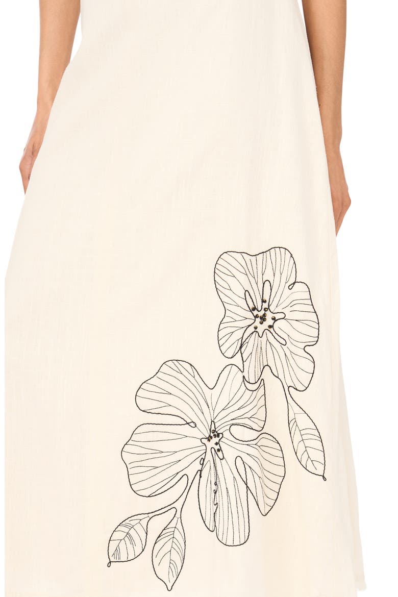 Placed Embroidered Floral Skirt, Alternate, color, NATURAL