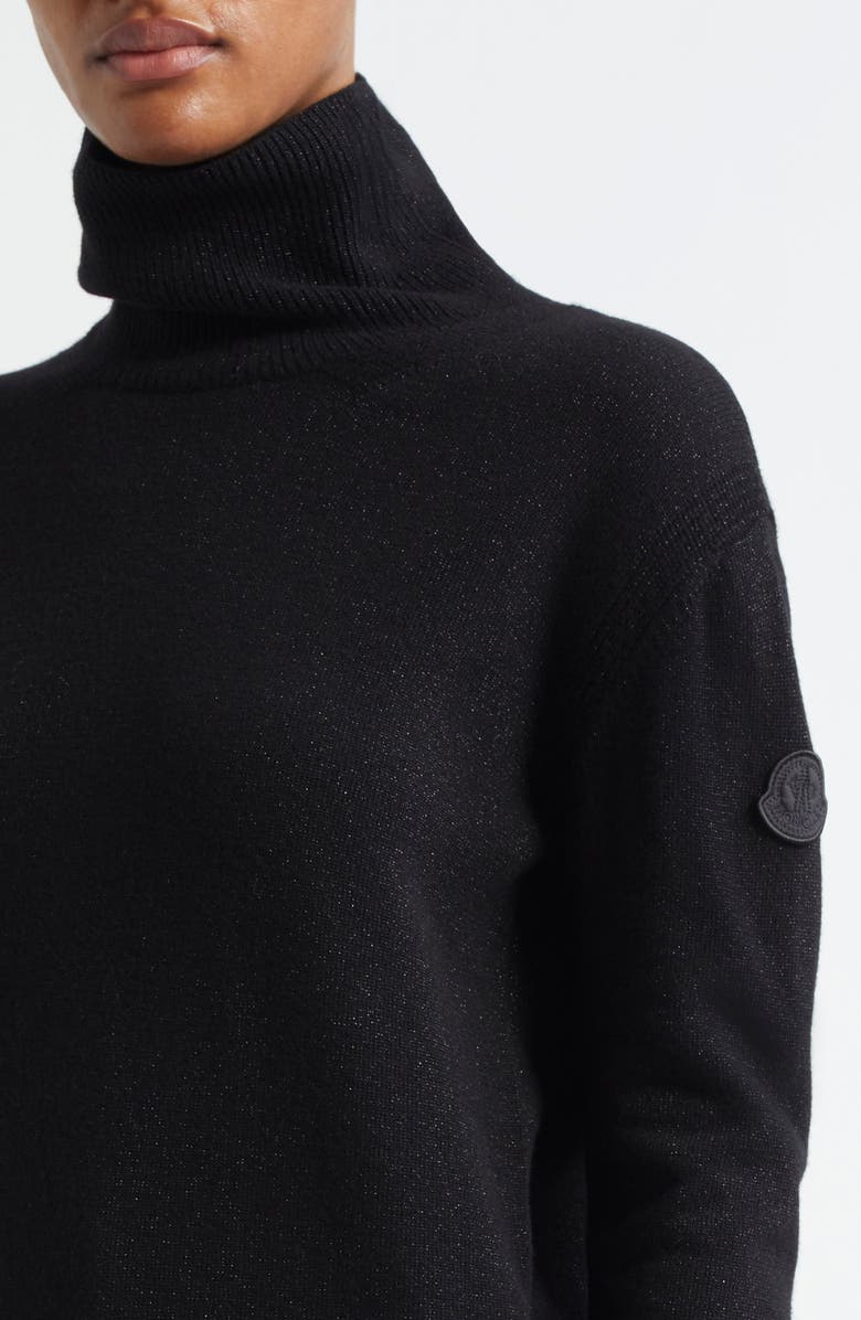 Moncler Metallic Wool Blend Turtleneck Sweater, Alternate, color, 