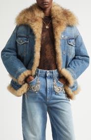 Dolce&Gabbana Genuine Shearling Lined Denim Trucker Jacket