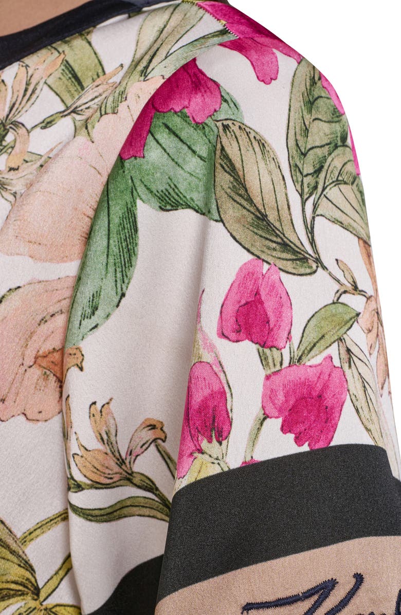 KARL LAGERFELD PARIS Floral Satin Top, Alternate, color, Bisque/ Light Blush Combo
