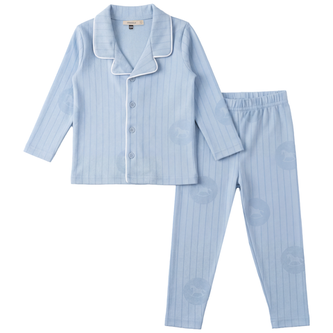 Kids 2-Piece Lapel Pajama Set - Cotton Jersey, Button Front
