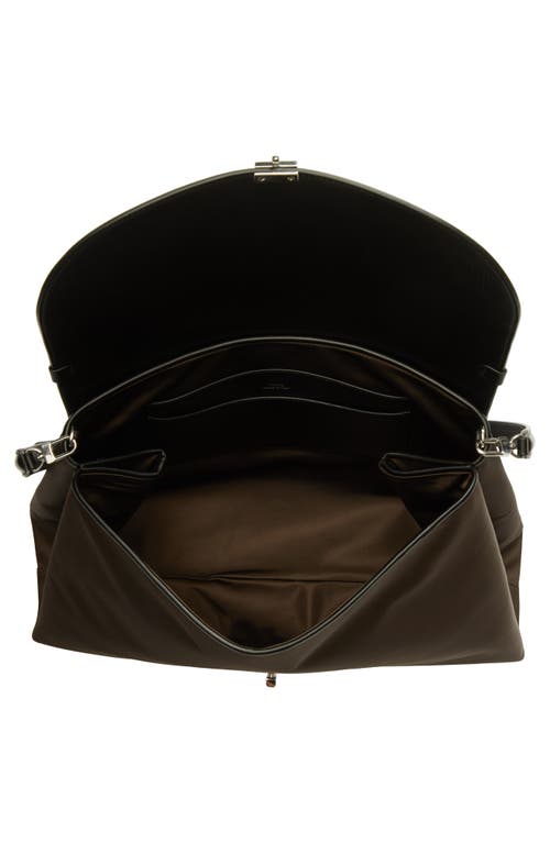 Totême Toteme T-lock Mixed Media Satchel In Brown