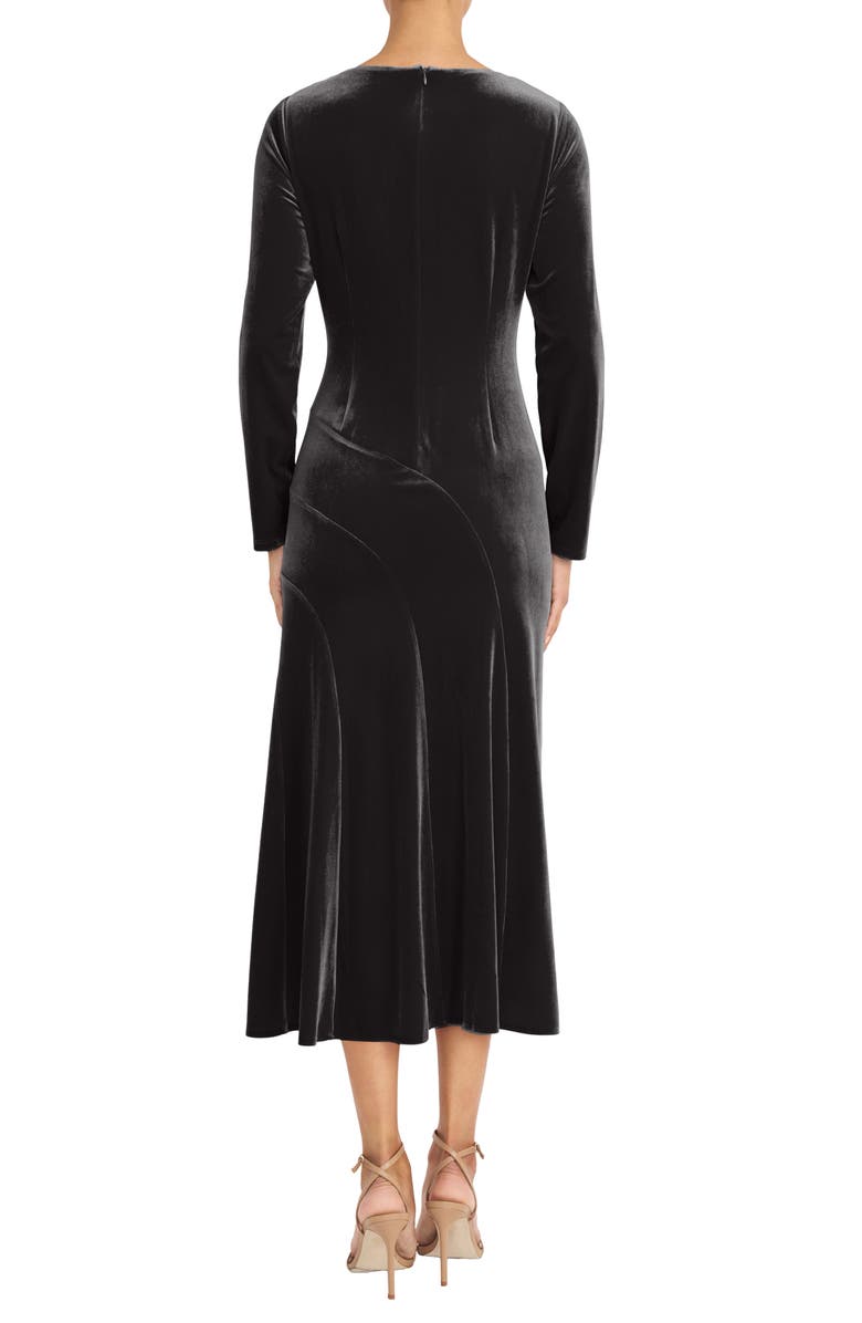 Maggy London Long Sleeve Velvet A-Line Midi Dress, Alternate, color, Black
