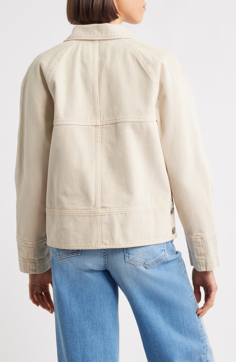 CITY BLUES Spliced Denim Moto Jacket, Alternate, color, Bone White