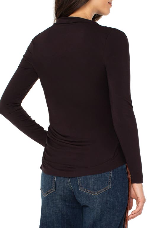 Liverpool Los Angeles Long Sleeve Ruched Knit Top In Black