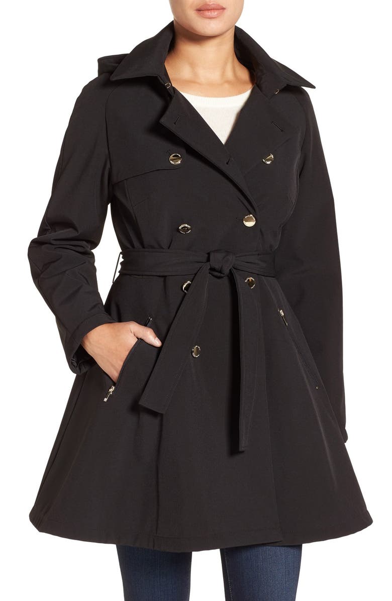 Ivanka Trump Water Resistant Hooded Double Breasted Coat, Main, color, 