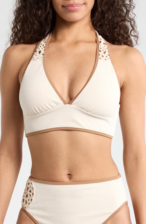 Halter Rib Triangle BIkini Top