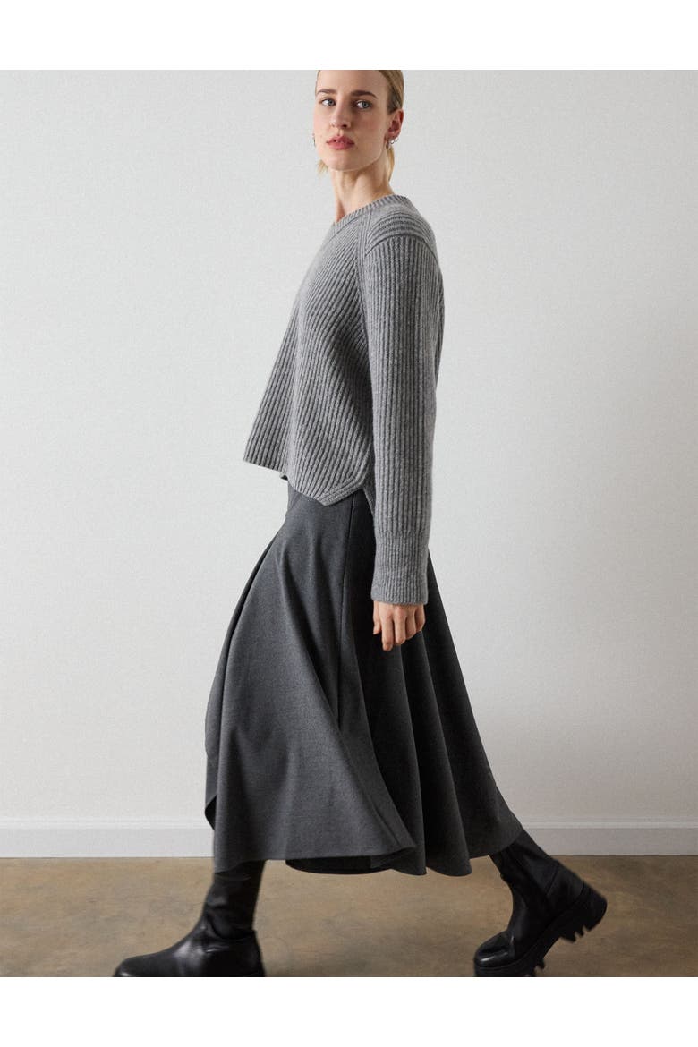 Draped Asymmetric Midi Skirt, Alternate, color, Grey
