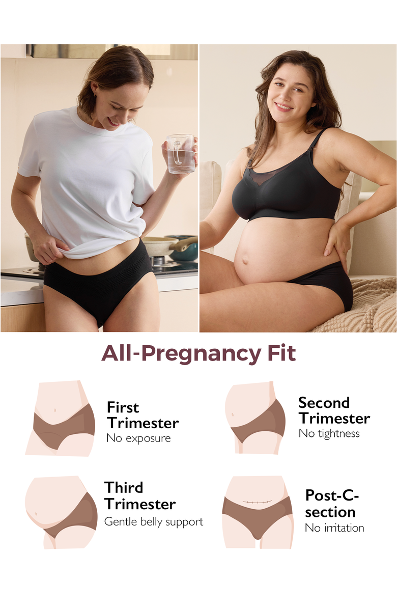 Momcozy Postpartum Panties,2 Pack, Alternate, color, Black And Oyster Pink