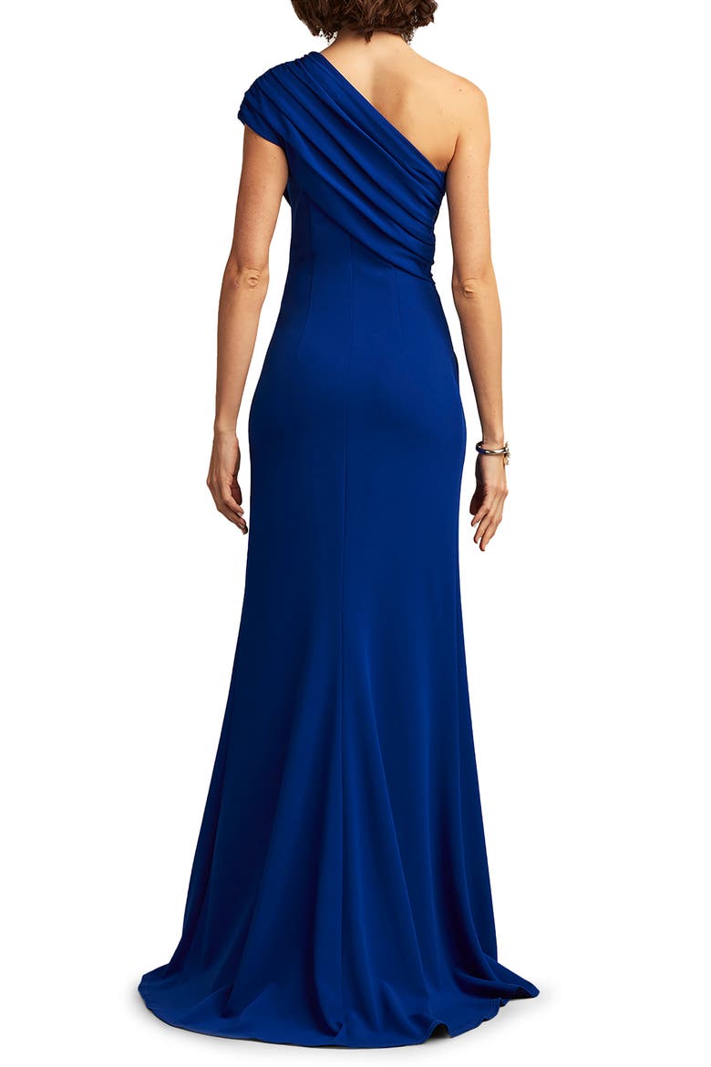 Knotted One-Shoulder Evening Gown, Alternate, color, MYSTIC BLUE