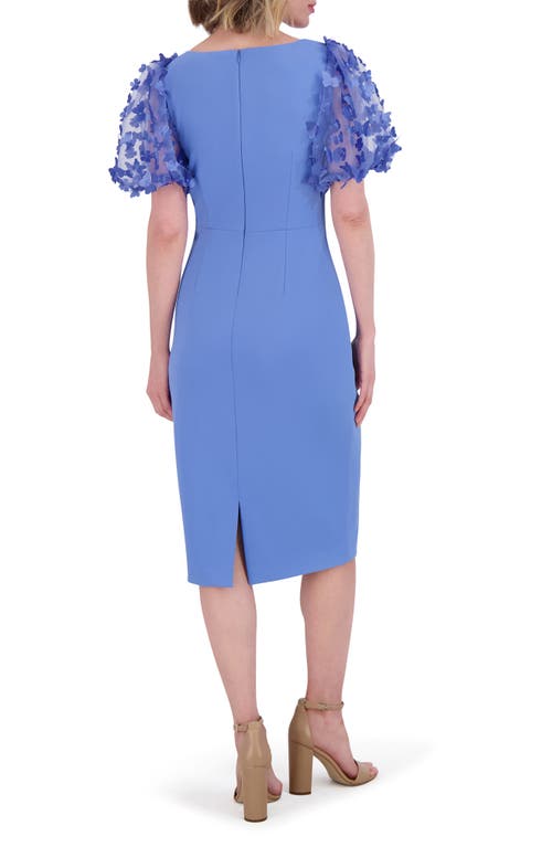 ELIZA J ELIZA J FLORAL BUTTERFLY APPLIQUÉ PUFF SLEEVE SHEATH DRESS