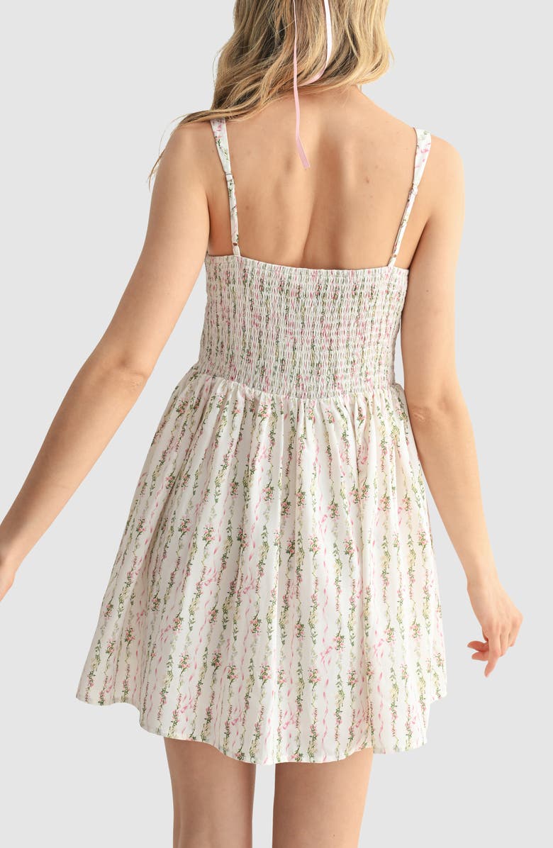 All in Favor Square Neck Mini Sundress, Alternate, color, Pink Bow
