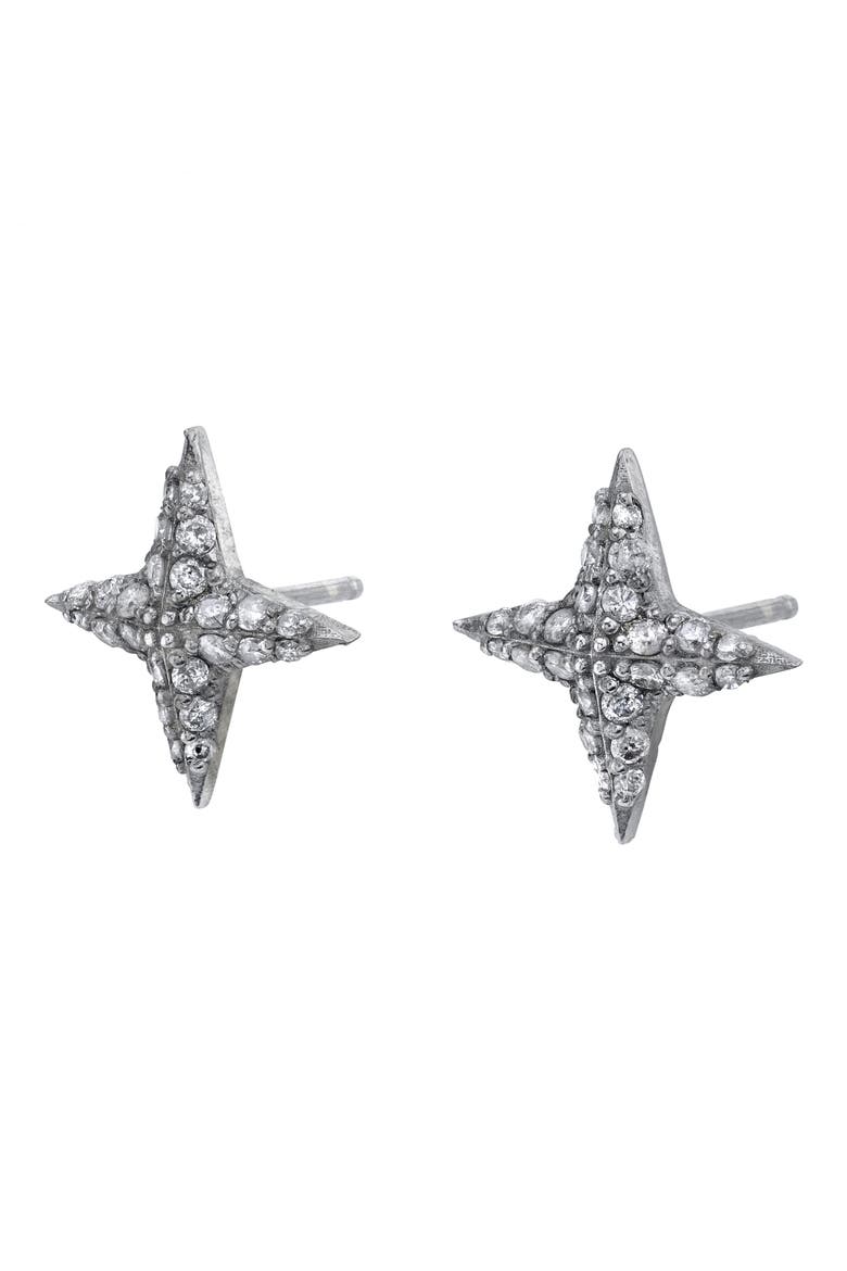 Diamond Star Stud Earrings, Alternate, color, STERLING SILVER