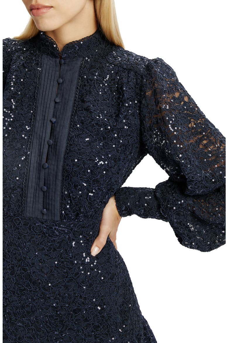 Remy Long Sleeve Lace & Sequin Minidress, Alternate, color, NAVY