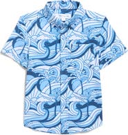 Vintage Summer Kids' 4-Way Stretch Short Sleeve Button-Down Shirt