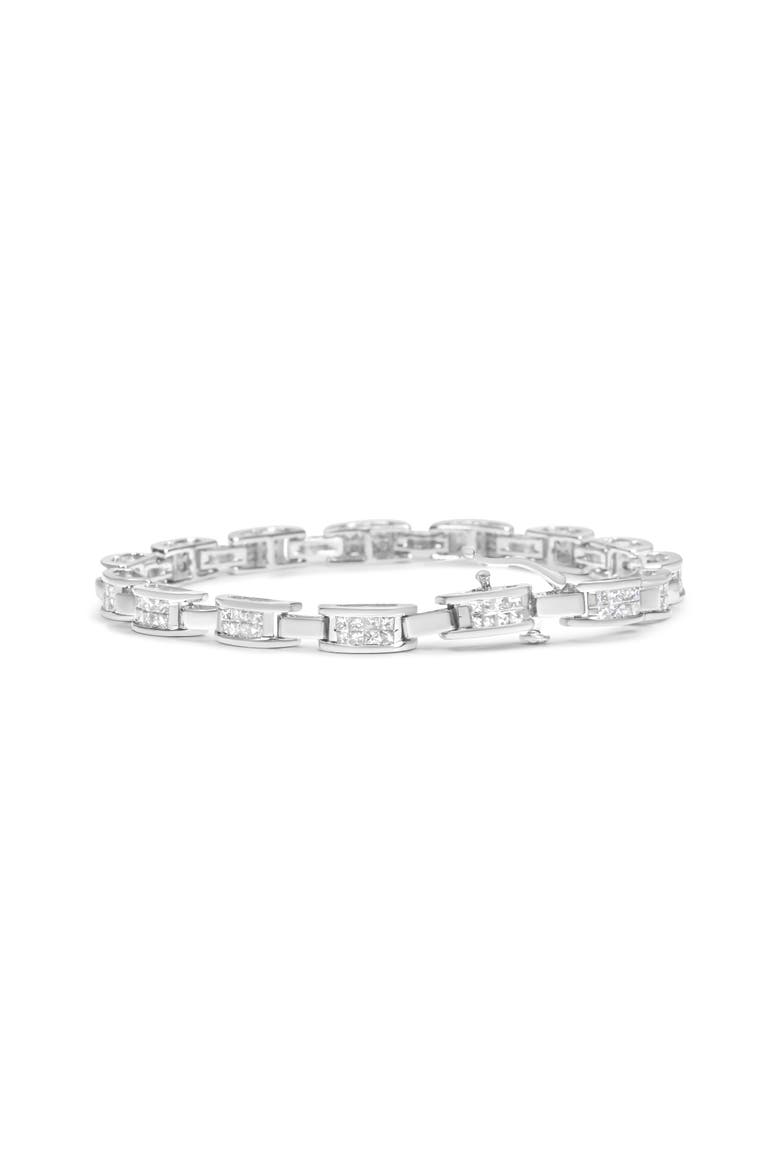 14K White Gold 2.0 Cttw Princess Cut Diamond Rectangular Link Bracelet, Alternate, color, White