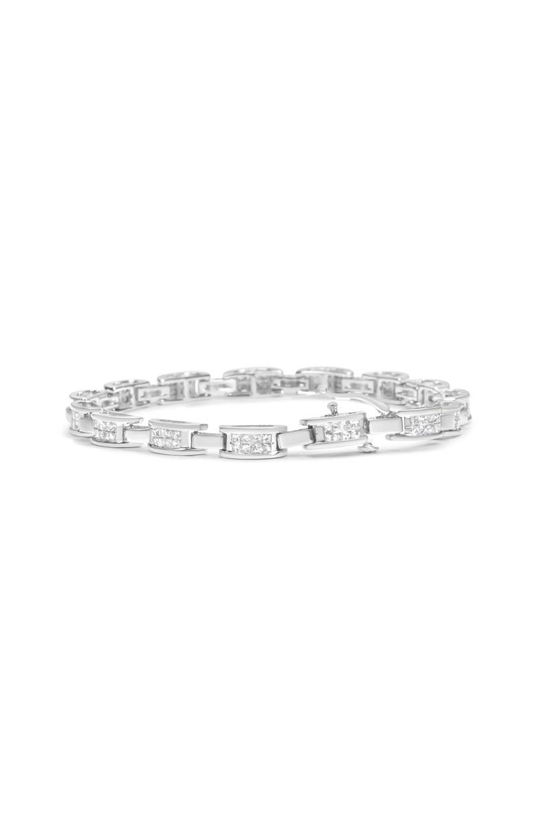 Haus of Brilliance 14K White Gold 2.0 Cttw Princess Cut Diamond Rectangular Link Bracelet, Alternate, color, White