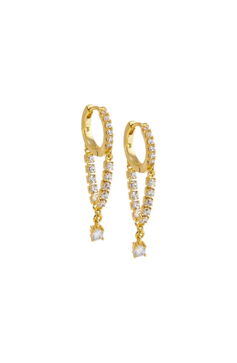 BY ADINA EDEN CZ Tennis Drop Chain Huggie Earring, Main, color, Gold