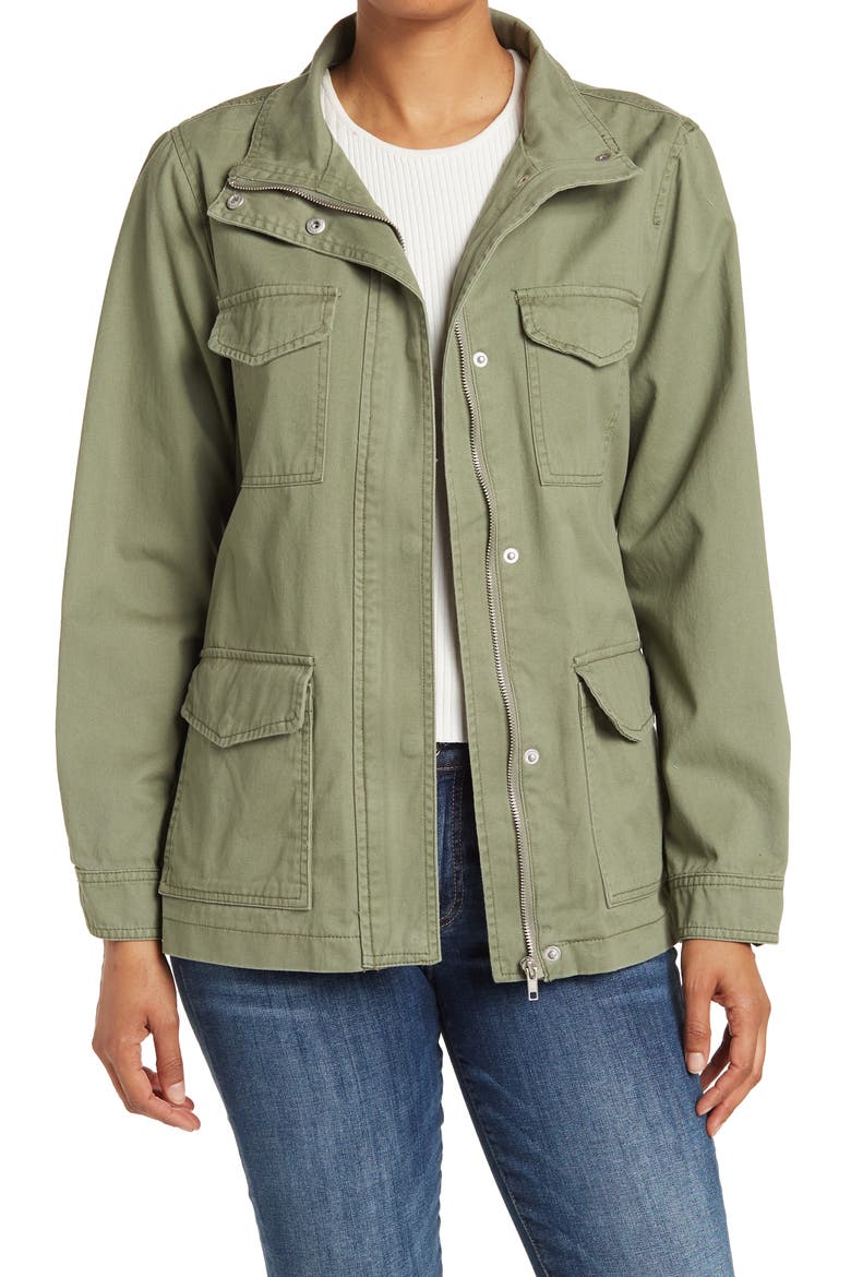 Belted Twill Shacket, Main, color, LIGHT OLIVE