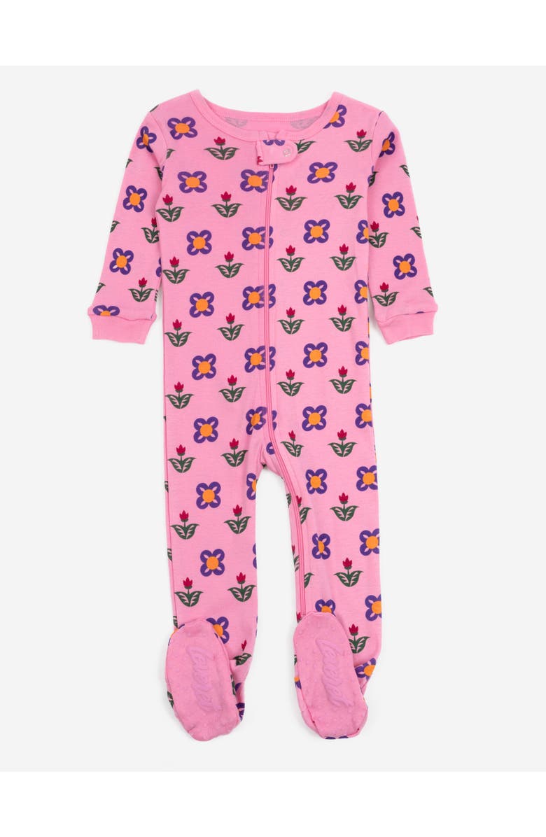 Leveret Footed Cotton Matching Family Pajamas, Nature & Water Prints, Main, color, Flower Pot