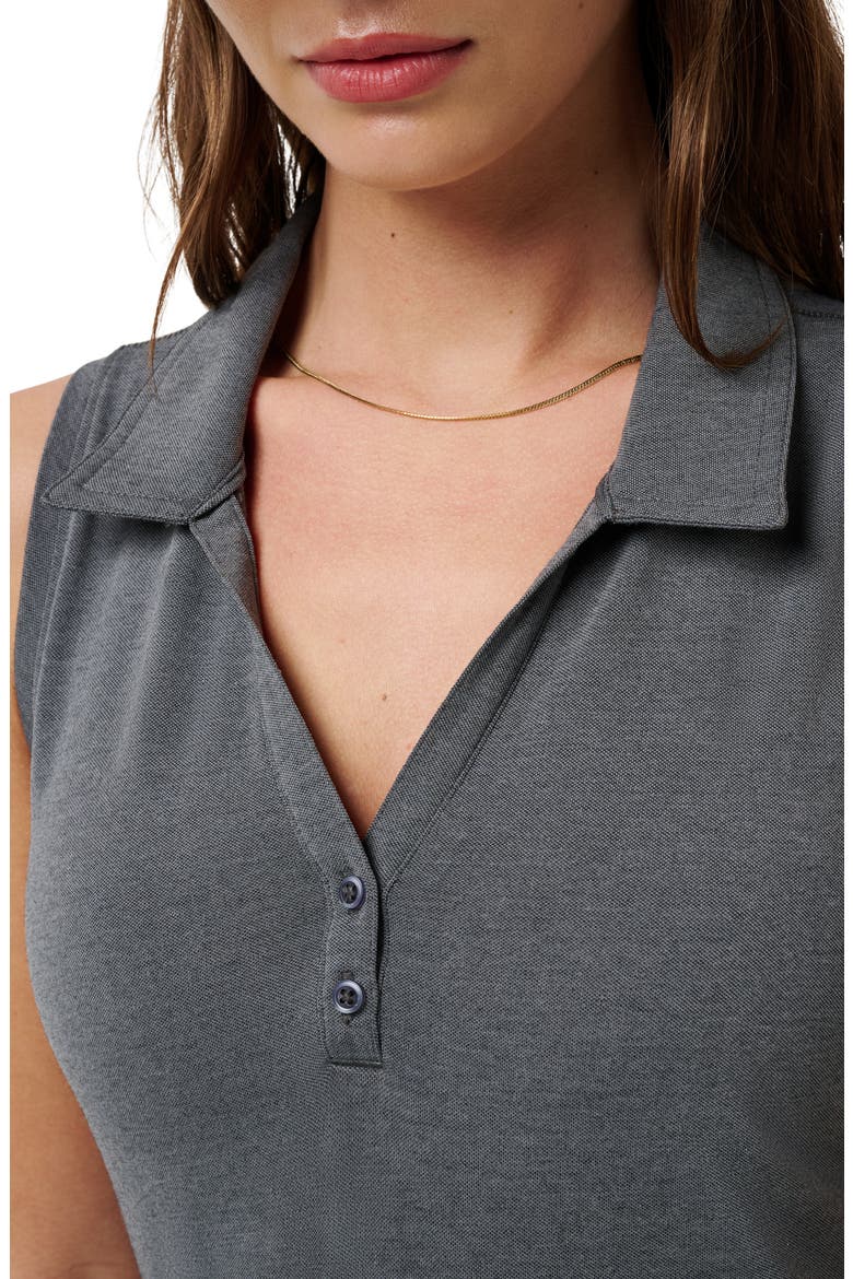 Featherweight Active Sleeveless Polo, Alternate, color, HEATHER BLACK