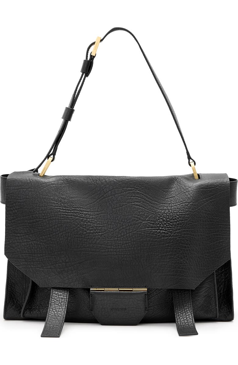 AllSaints Ursa Leather Satchel, Main, color,