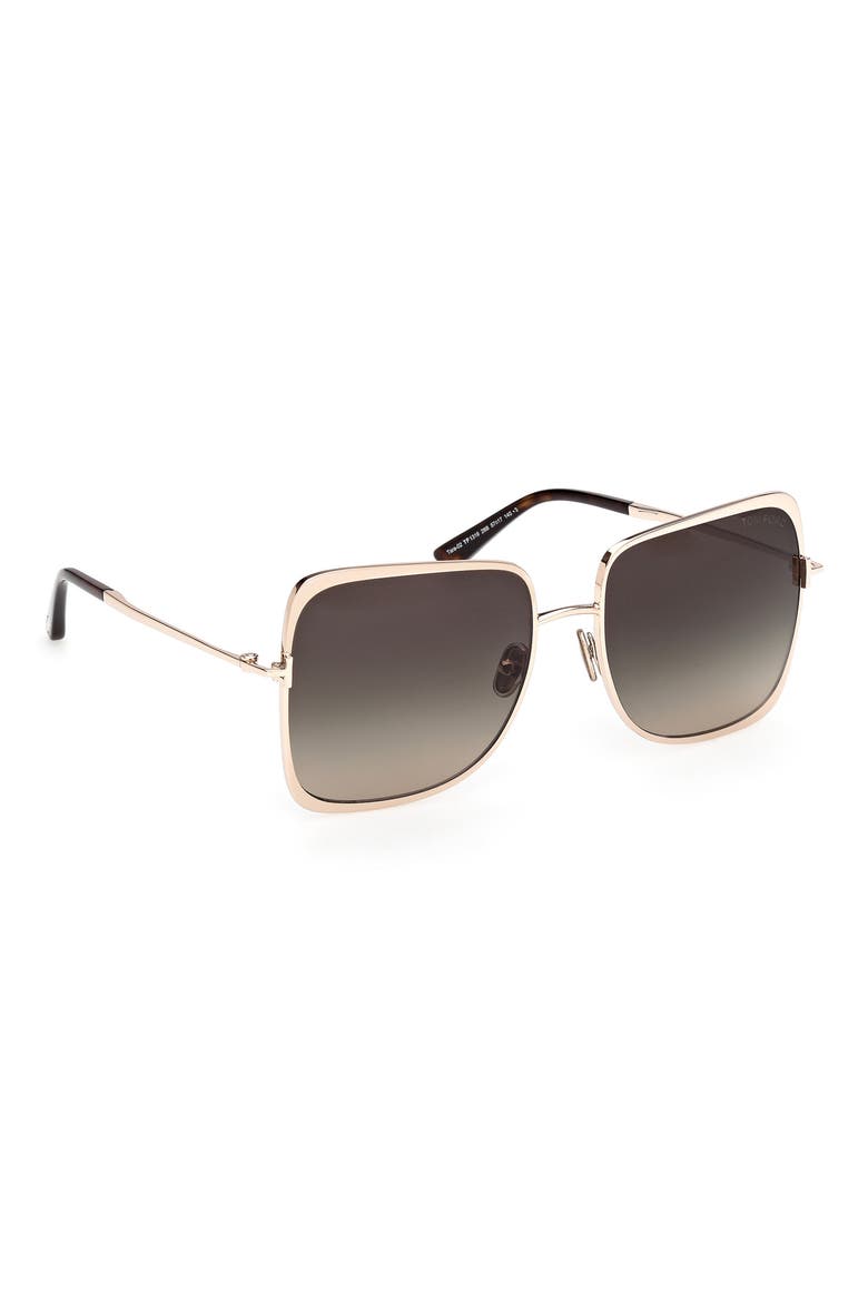 Tara 57mm Gradient Square Sunglasses, Alternate, color, SHINY ROSE GOLD / SMOKE LENS
