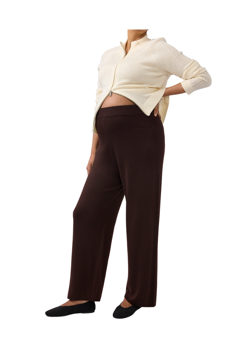 Wide Leg Knit Maternity Sweater Pant, Alternate, color, Coffee Bean