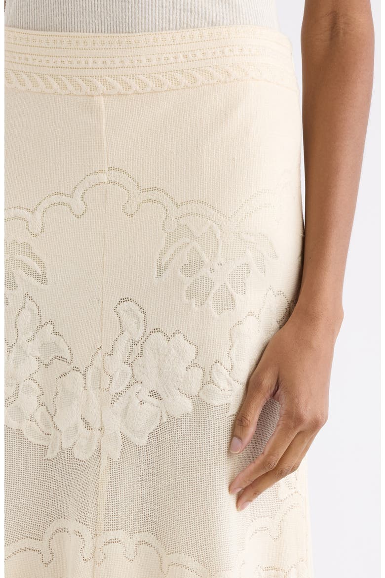 Sanaya Cotton Blend Floral Jacquard Maxi Skirt, Alternate, color, ECRU