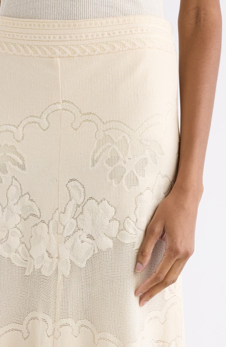 Isabel Marant Sanaya Cotton Blend Floral Jacquard Maxi Skirt, Alternate, color, Ecru