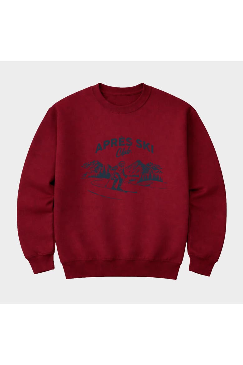 Aprés Ski Club Mountains Graphic Sweatshirt, Alternate, color, Maroon