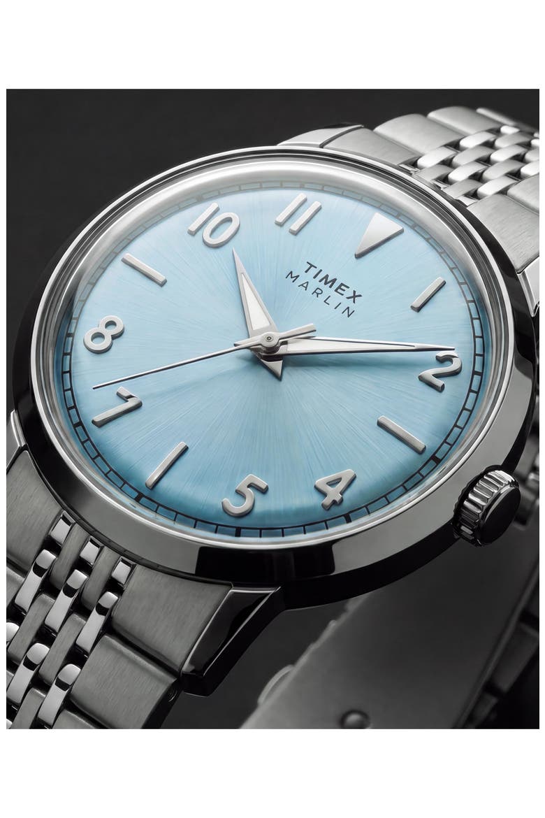 Marlin Stainless Steel Bracelet Watch, 34mm, Alternate, color, BLUE/ SILVER
