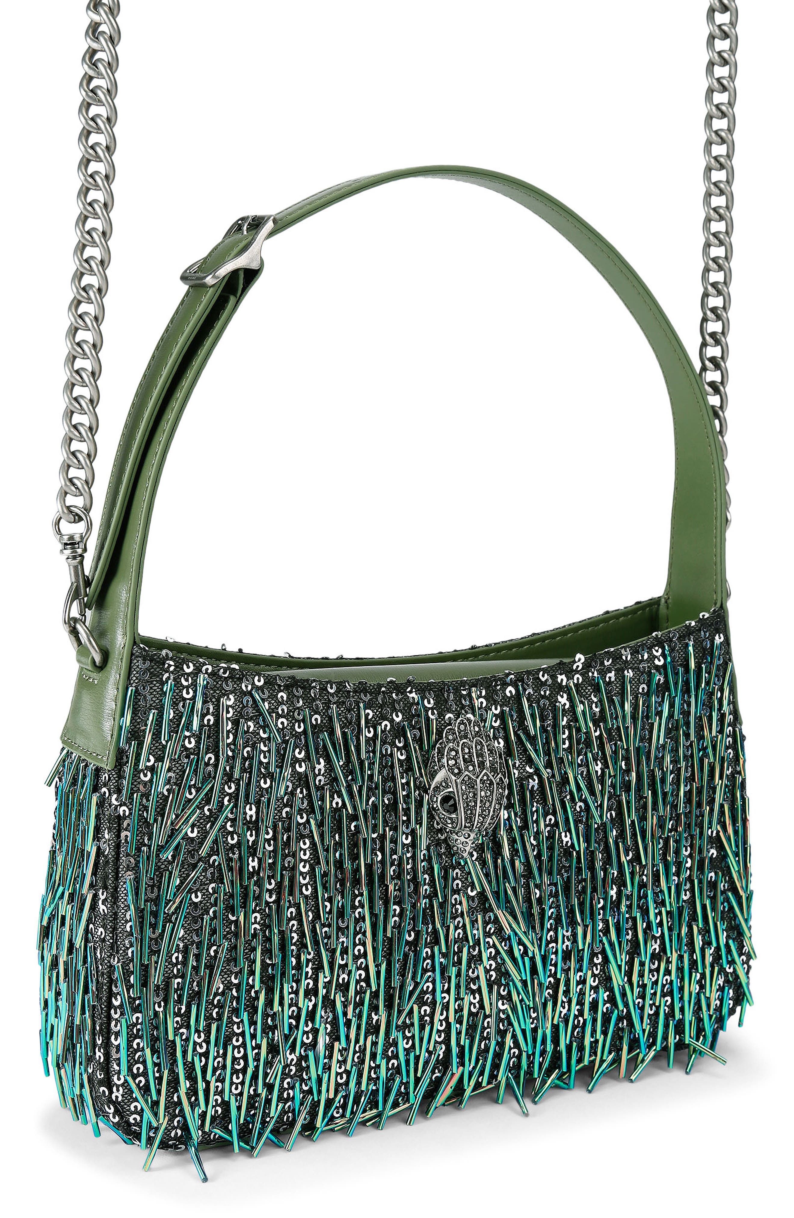 Kurt Geiger London Bong Shoulder Bag, Alternate, color, Dark Green