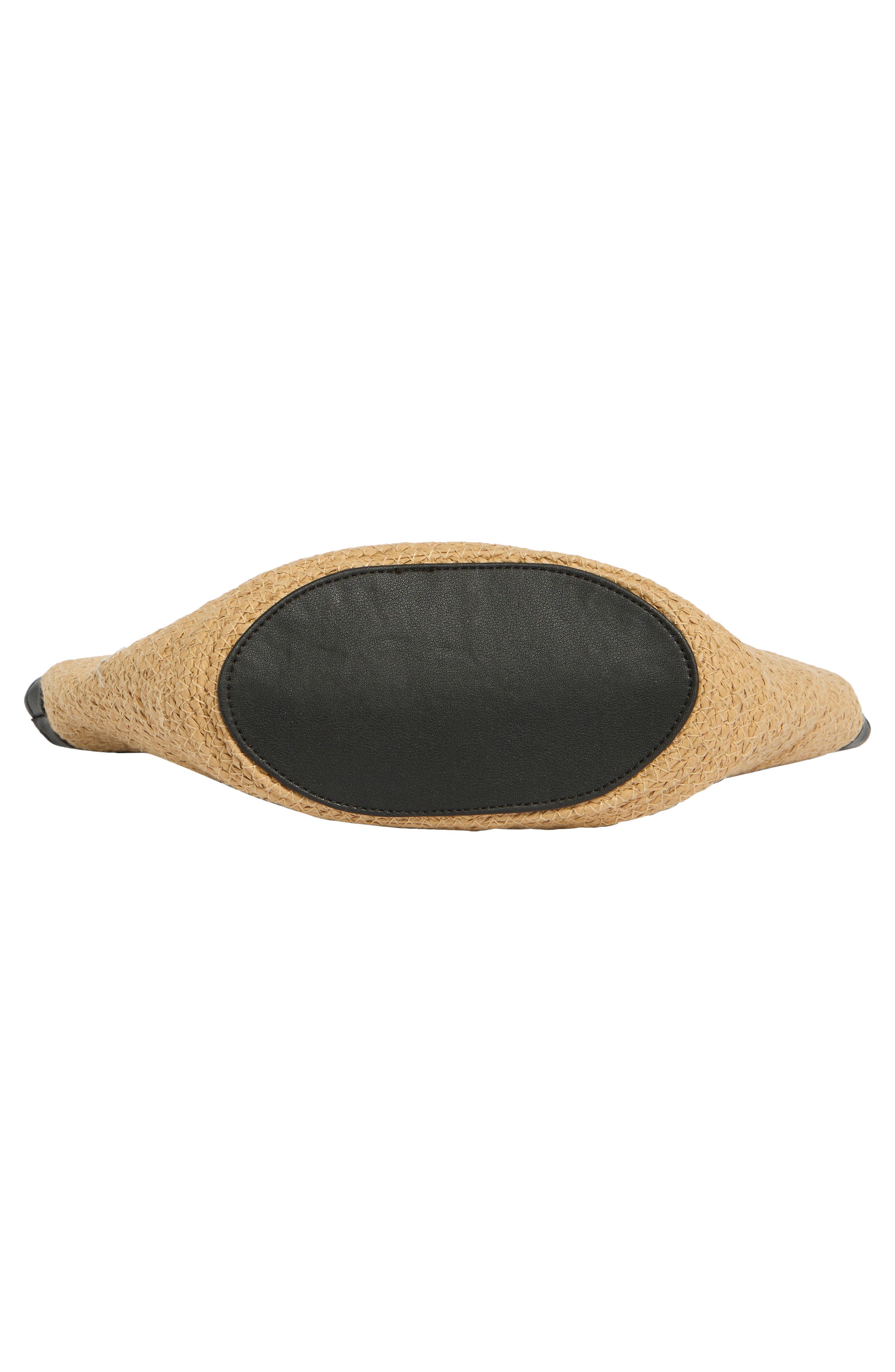 Flared Cutout Handle Straw Bag, Alternate, color, NATURAL BLACK