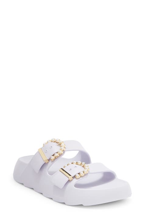 Imitation Pearl Buckle Slide Sandal (Women)