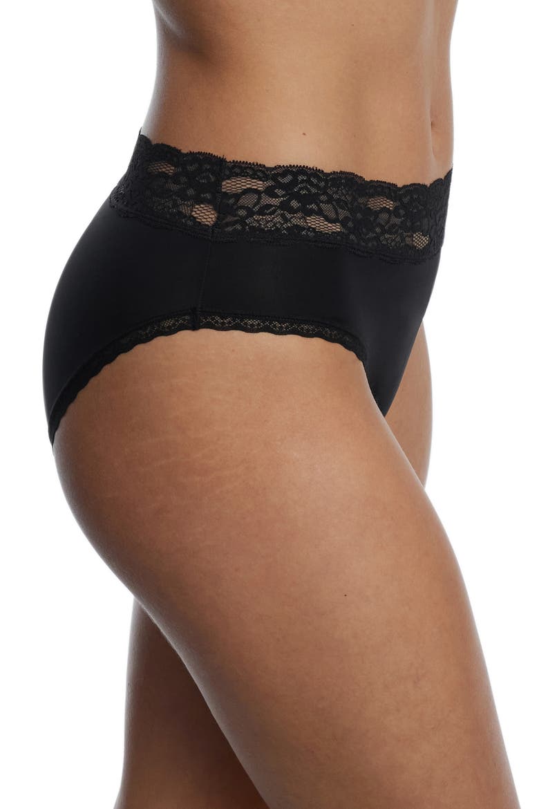 Goddess Lace Trim Hipster, Alternate, color, BLACK