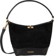 SANDRO Tangoso mini suede and leather bag