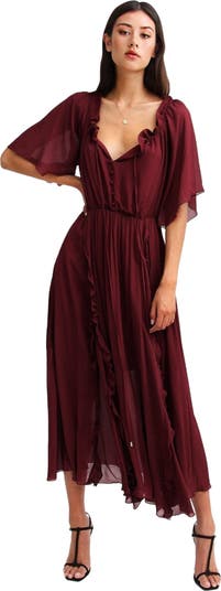 knee length dresses for ladies Buy Amour Pink Floral Chiffon Maxi Dress