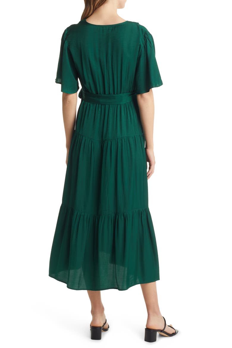 Crossover Faux Wrap Maternity Maxi Dress, Alternate, color, GREEN