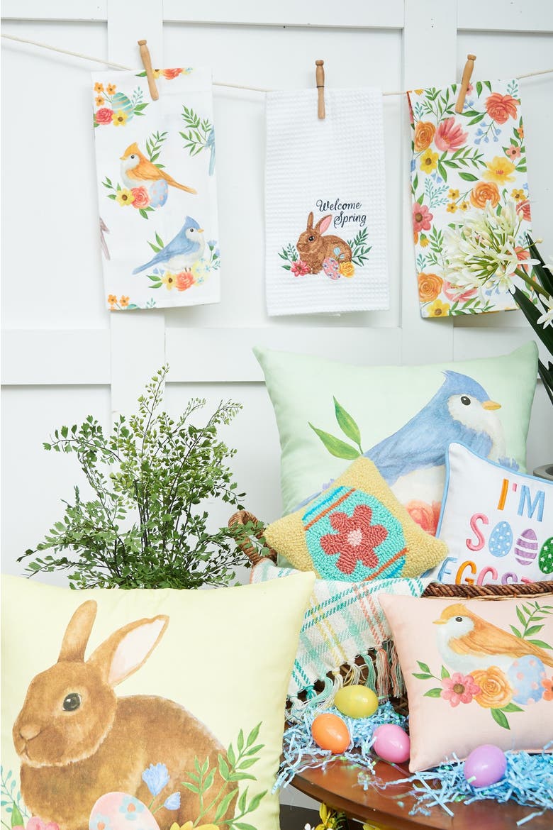 Bird & Flowers Cotton Blend HD Printed Mini Pink Accent Pillow 10" x 10", Alternate, color, Pink