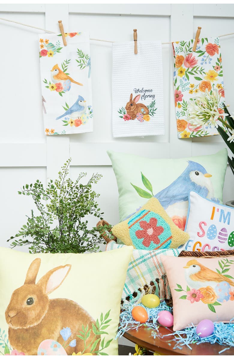 C&F Home Bird & Flowers Cotton Blend HD Printed Mini Pink Accent Pillow 10" x 10", Alternate, color, Pink