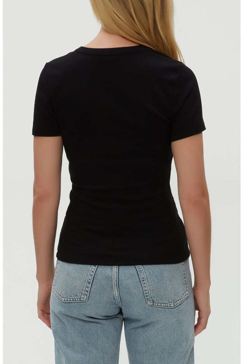Rico Crewneck Strech Cotton Blend Rib T-Shirt, Alternate, color, BLACK