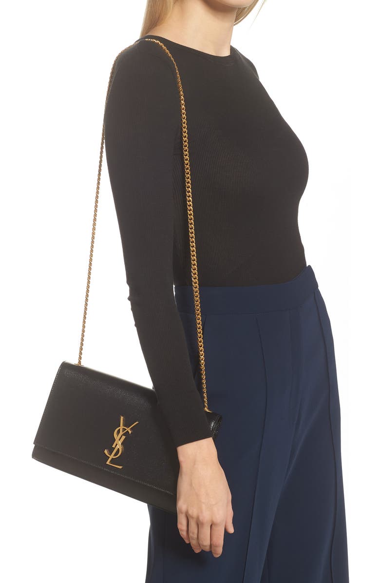 Saint Laurent Medium Kate Leather Chain Shoulder Bag, Alternate, color,