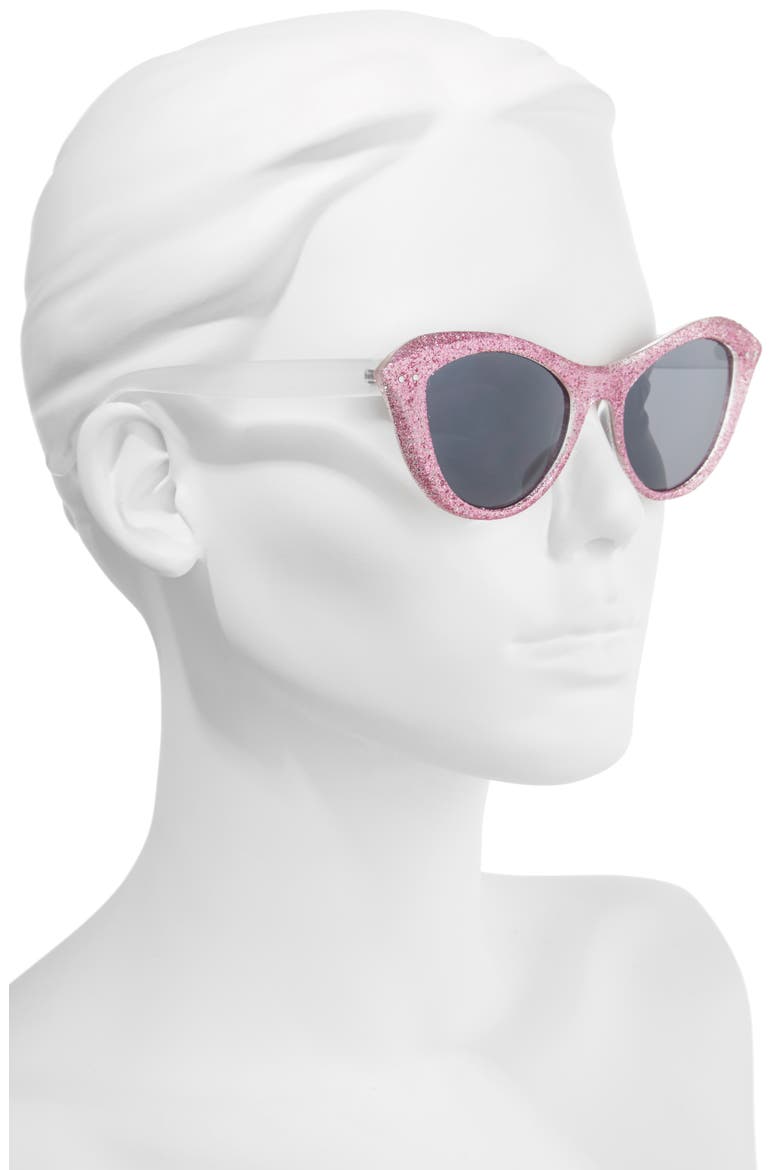 50mm Retro Cat Eye Sunglasses, Alternate, color, MILKY WHITE/ PINK