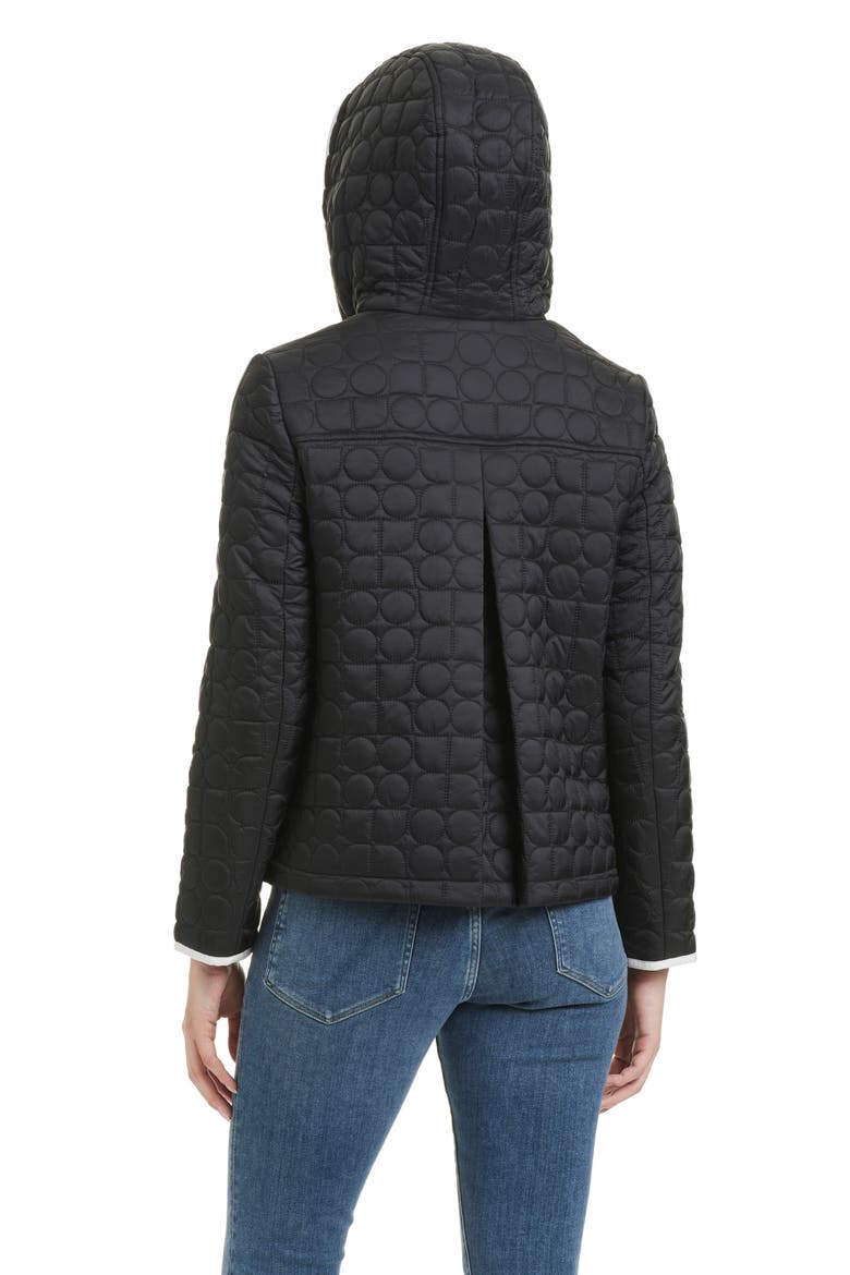 water resistant hooded quilted jacket, Alternate, color, BLACK