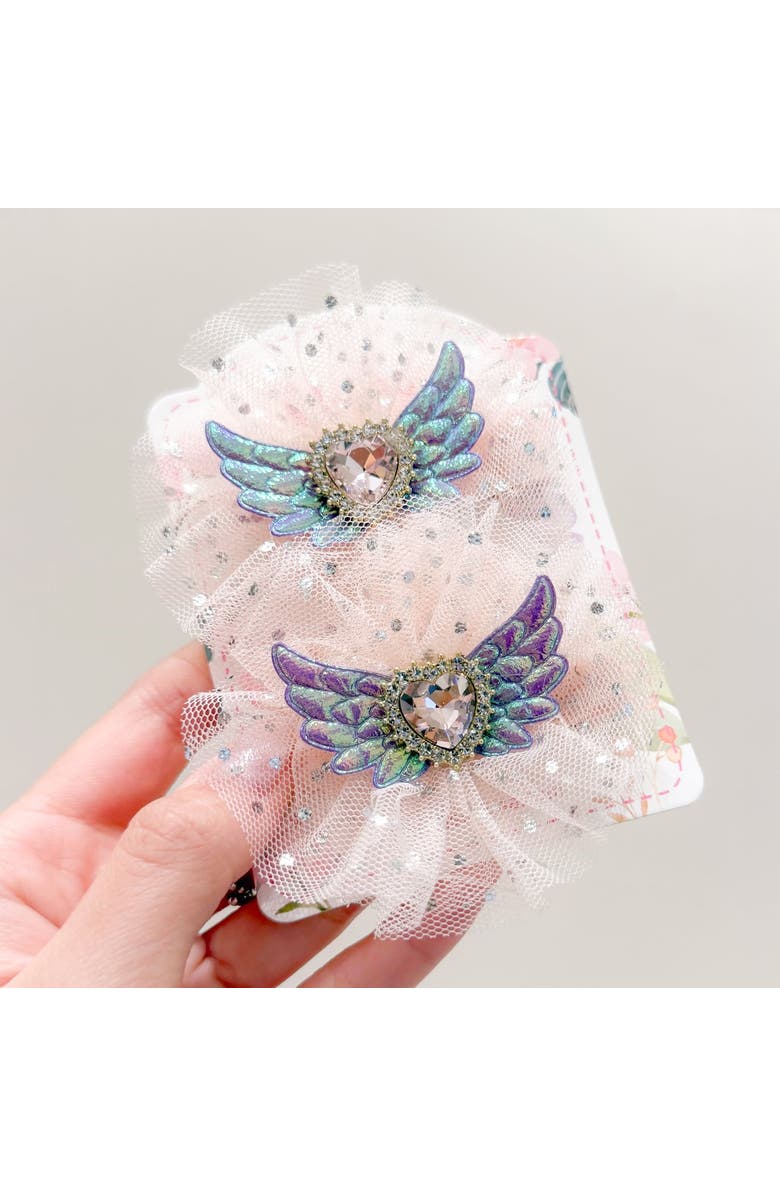 Puttisu Angel Sparkle Wings Hair Clip Set of 4, Alternate, color, Ivory & Rose Pink
