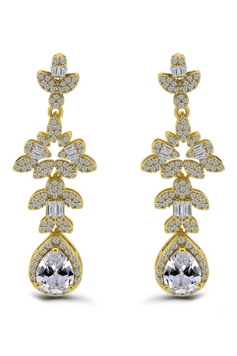 Pear Cubic Zirconia Drop Earrings, Main, color, GOLD