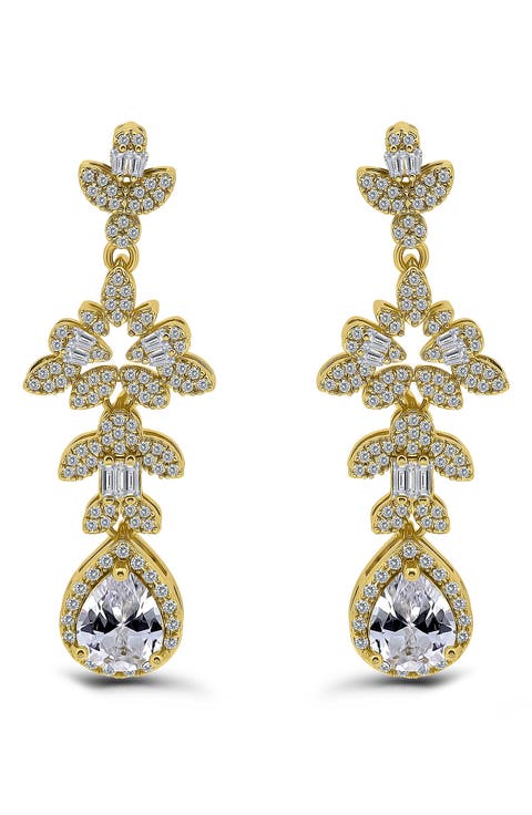 Pear Cubic Zirconia Drop Earrings